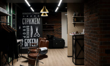Печать баннера для барбершопа "Badooboo" по цене от 200 руб/м2, заказать дешево в Москве🔥