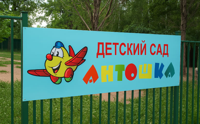 Печать баннера для детского сада "Антошка" по цене от 200 руб/м2, заказать дешево в Москве🔥