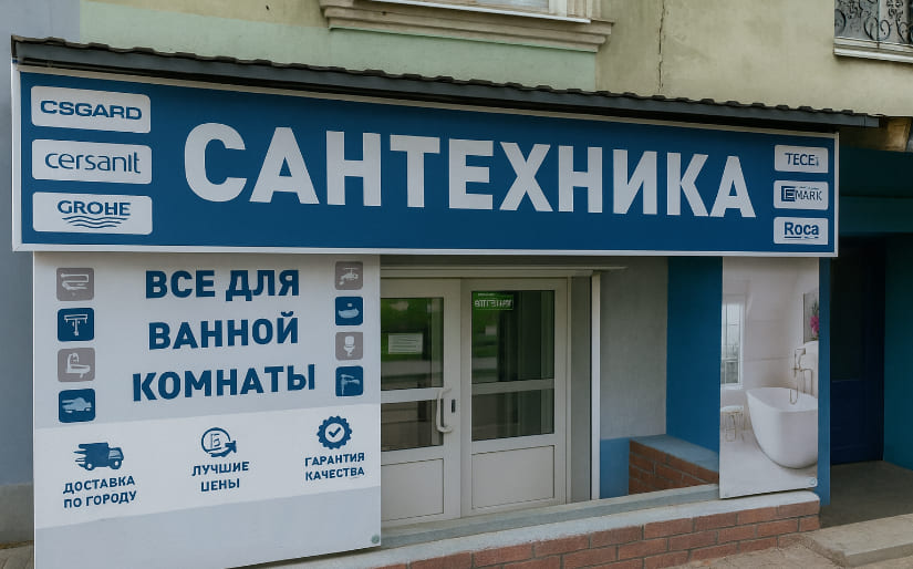 Печать баннера для магазина сантехники "Grohe"