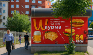 Печать баннера для магазина шаурмы "Шаурма 24" по цене от 200 руб/м2, заказать дешево в Москве🔥