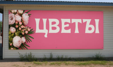 Печать баннера для магазина цветов "Цветы 24" по цене от 200 руб/м2, заказать дешево в Москве🔥