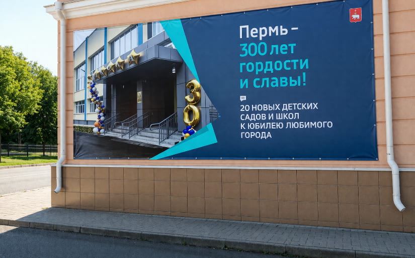 Печать баннера Frontlit для юбилея города Пермь по цене от 200 руб/м2, заказать дешево в Москве🔥