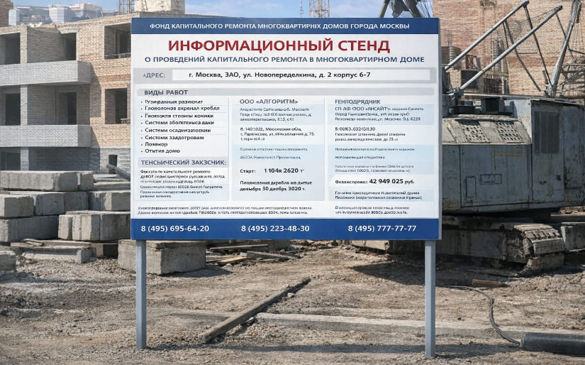 Изготовление стендов - На стройке