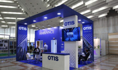 Изготовление стенда на ВДНХ для компании по производству оборудования "Otis" по цене от 200 руб/м2, заказать дешево в Москве🔥