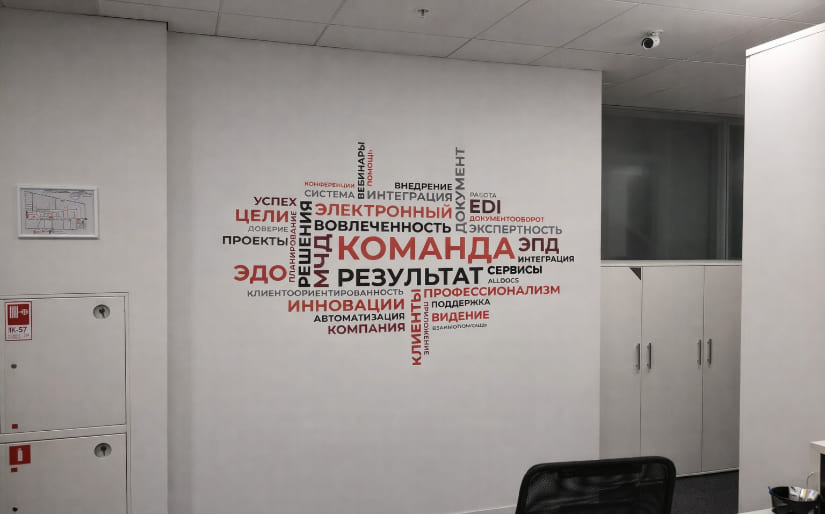 Печать наклеек на стену в офис для мотивации сотрудников по цене от 200 руб/м2, заказать дешево в Москве🔥